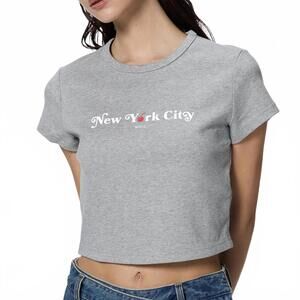Uniqlo GU NYC Graphic Cropped T-Shirt | MUSEUM OF ICE CREAM Baby Tee Gray NWT S